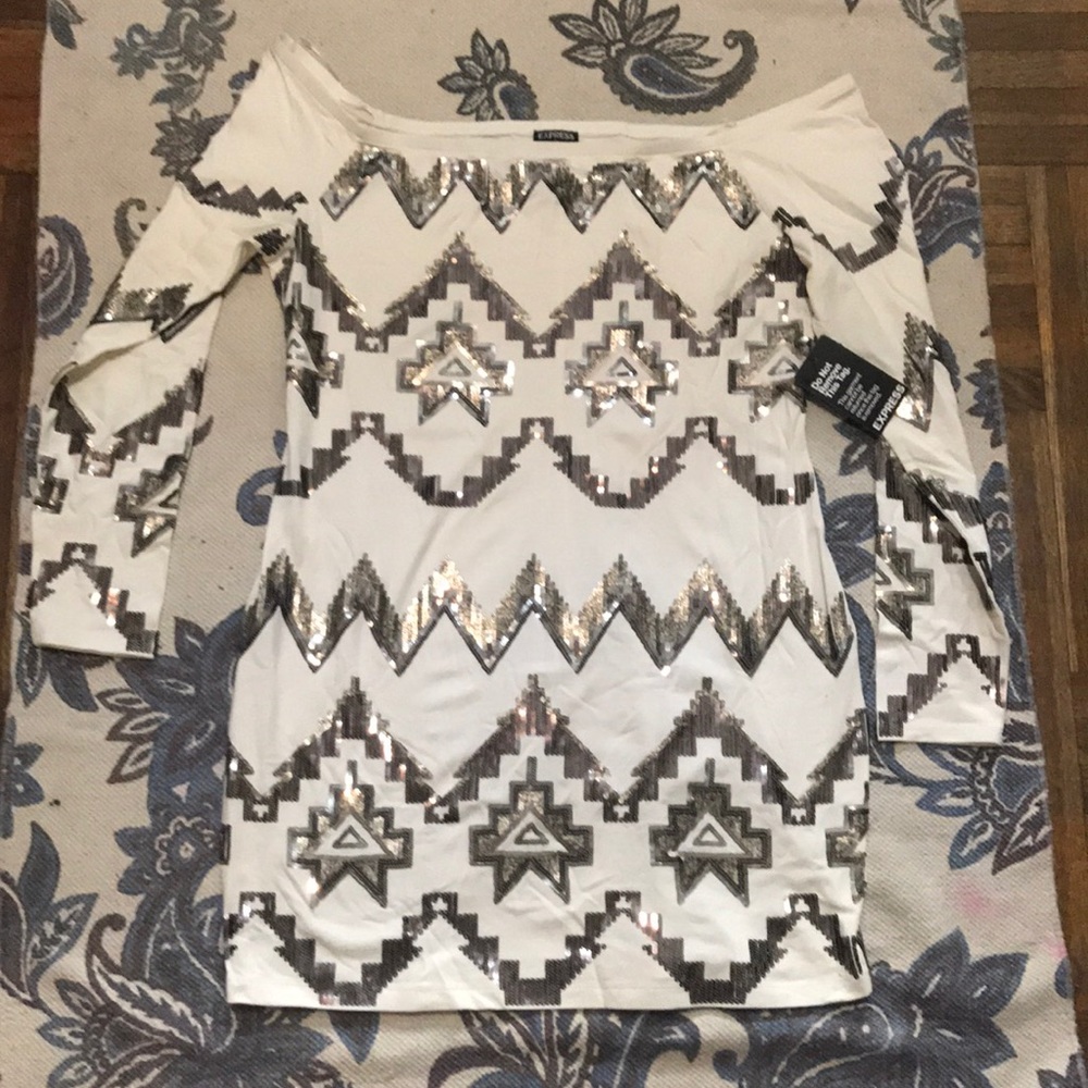 Express Off Shoulder Deco Sequined dress - Picture 2 of 5